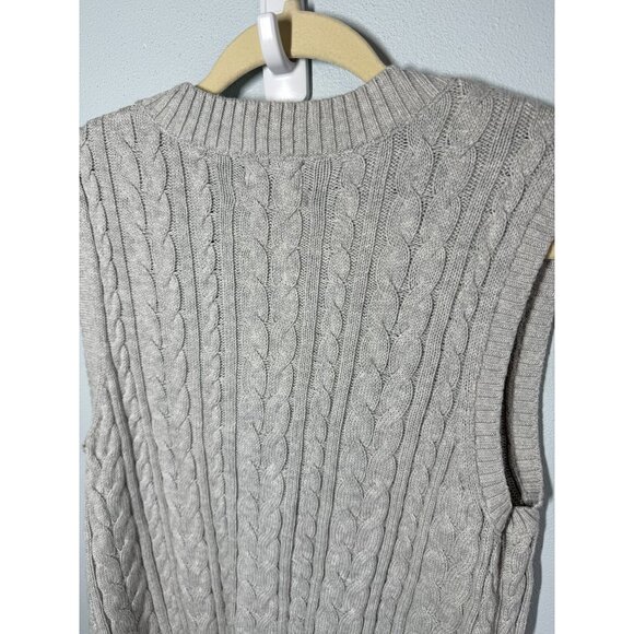 Nicole Miller Cable Knit Sweater Vest XL Gray Button Up Grandpa Core Preppy Retr - Picture 5 of 10